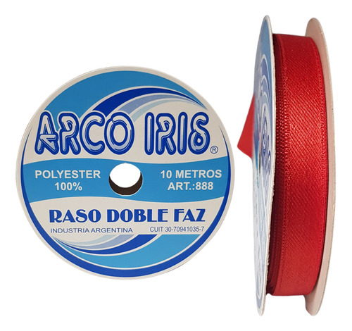Cinta De Raso Doble Faz N°2 (10mm) X Rollo De 10mts Rojo Arco Iris