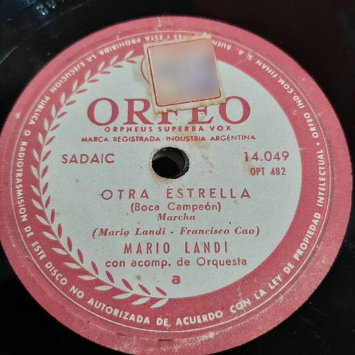 Pasta Mario Landi Acomp Orquesta Orfeo C417
