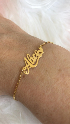 Pulseira Ouro 10k Com Pingente Feminino Nome Personalizado