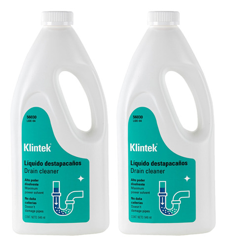 Líquido Destapacaños De 946 Ml, Klintek 2 Piezas