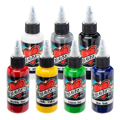 Set 7 Tintas Tatuajes Profesionales Millenium Moms 1/2oz Ink