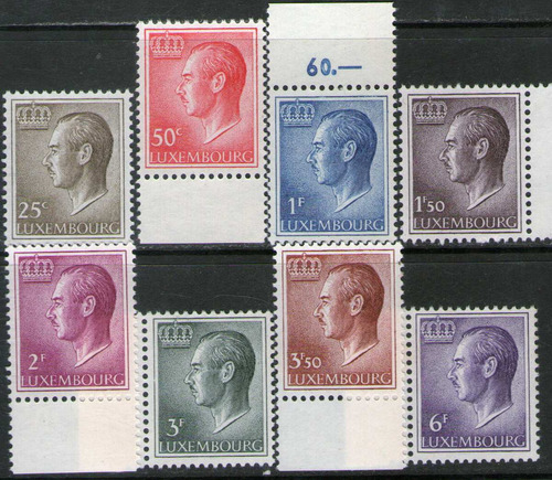 Luxemburgo 8 Sellos Mint Gran Duque Jean Años 1965-66