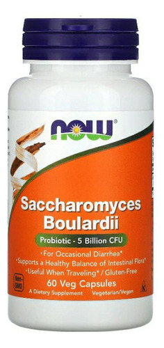 Saccharomyces Boulardii, Now- Probiotico E Digestivo 60 Caps