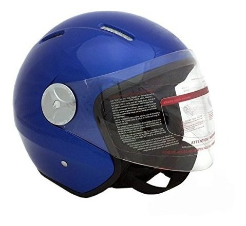 Moto Scooter Casco Abierto Piloto Visor Abatible Dot - Azul 