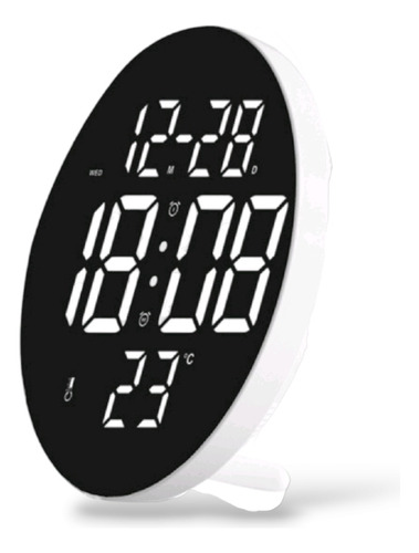 Reloj De Pared Redondo, Calendario, Alarma Y Termómetro