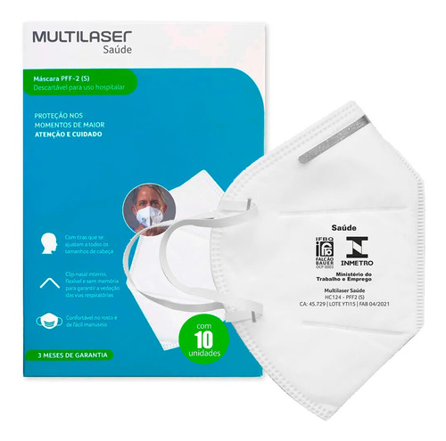 Kit 10 Máscaras N95 Proteção Respiratória Pff2