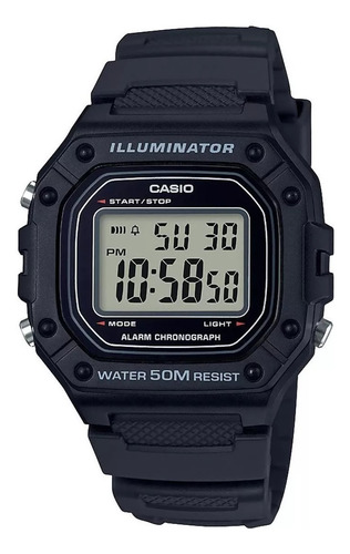 Reloj Pulsera Casio W-218h-1av Crono Alarm Wr50 - Taggershop