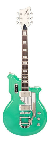 Guitarra eléctrica Eastwood Airline Map DLX de caoba seafoam green con diapasón de palo de rosa