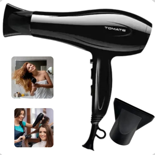 Secador De Cabelo Profissional Potente 1900w 3 Temperaturas Cor Preto