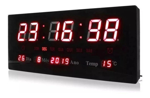 Relógio Parede Digital Termometro Calendario Lelong Le-2111