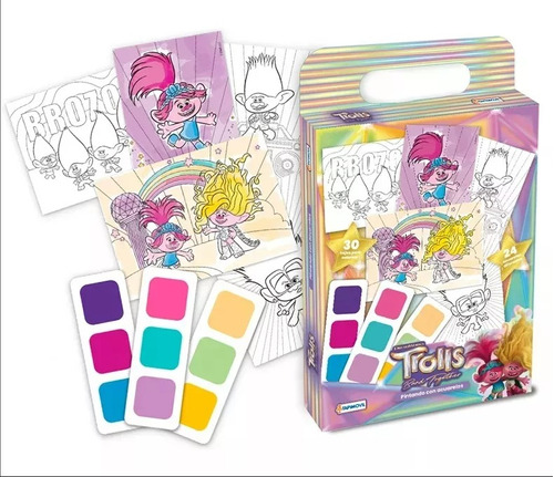 Pintando Con Acuarelas Trolls +24 Colores Original Lelab