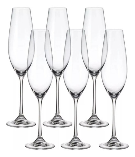 Copa Champagne Cristal Bohemia Columba 260ml Set X6