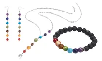 Comprar Conjunto Collar Pulsera Aretes 7 Chacras Cuarzos 4675 Tica