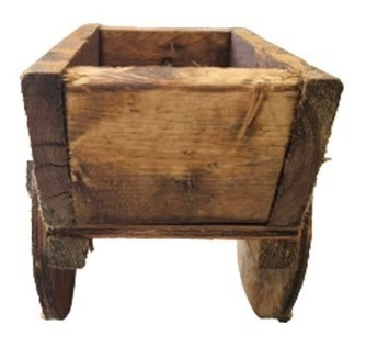 Imagen 2 de 6 de Maceta De Madera Tipo Jardinera De Carreta Mini