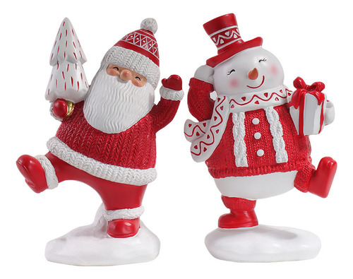 2 Pcs Muñeco De Nieve Navideño Anciano Decoración De Resina