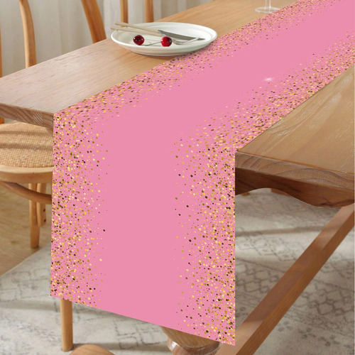 180*35cm Camino De Mesa Espolvoreado Decoración Cumpleaños Color Rosa Pink Gold