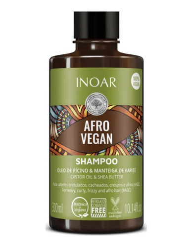 Afro Vegan Shampoo Cabellos Ondulados Rizados 300 Ml
