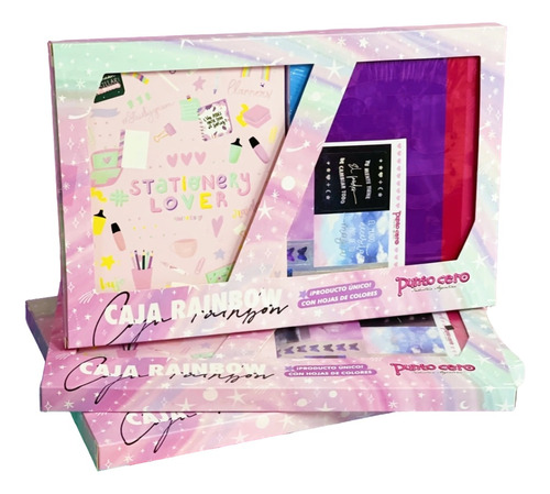 Caja Rainbow Punto Cero / Cuaderno + Stickers + Extras