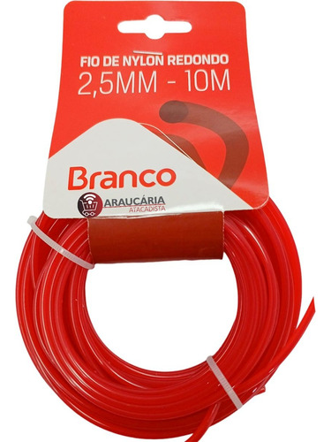 Fio Nylon Roçadeira Branco Stihl Kawashima Tramontina Toyama Cor Vermelho