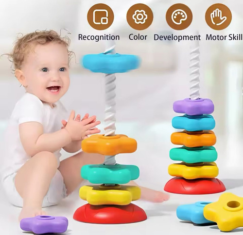 Torre De Aros Juego Didáctico Apilable Bebes
