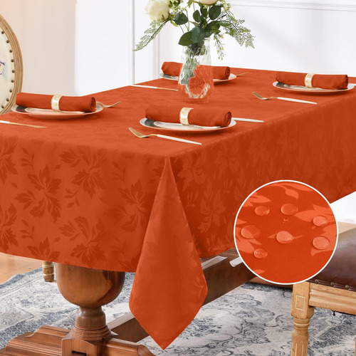 Mantel Rectangular De Jacquard De Otoño, Mantel Impermeable
