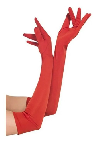 Guantes Largos De Dama Charleston 40cm Rojo