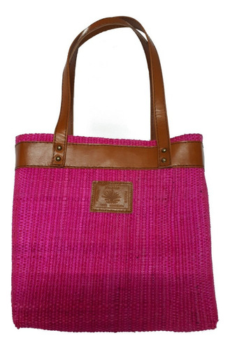 Bolsa Artesanal Para Dama 100% Henequén Tejida A Mano Color Fucsia