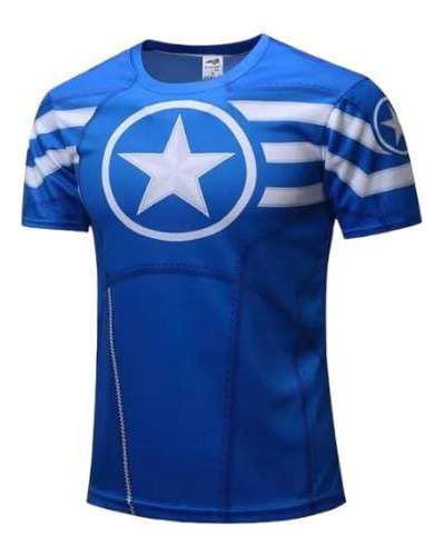 Camiseta Polera Deportiva 3d Capitán América Secado Rápido