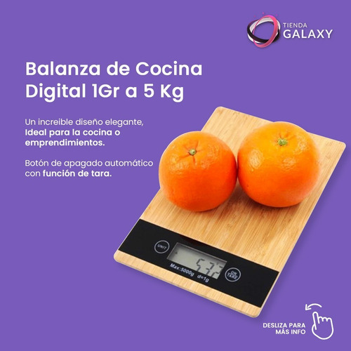 Imagen 2 de 10 de Balanza Cocina Digital Madera Bamboo 1gr A 5 Kg