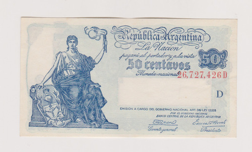 Billete Argentina 50 Centavos Bott 1804 A Sin Circ/doblado