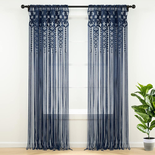 Cortina De Ventana De Algodón Texturizado De Macramé Boho Lu