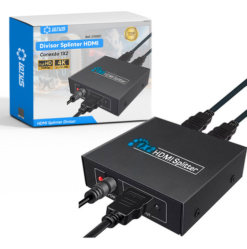 Divisor Hdmi Splitter 1x2 Full Hd 1080p Multifunçõe Lumi