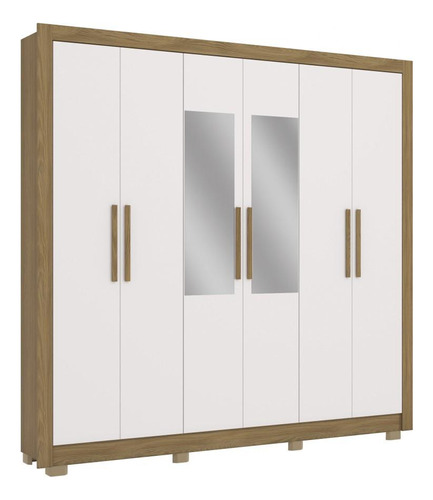 Guarda-roupa Casal Kappesberg 6 Portas Espelho Marrom/branco