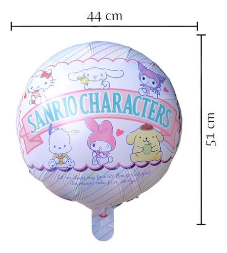 Kit Globos Metalicos Kitty Y Cinnamoroll 10 Pzs Sanrio Sanrio