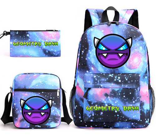 Mochila Escolar Geometry Dash Geometry Sprint De Tres Piezas