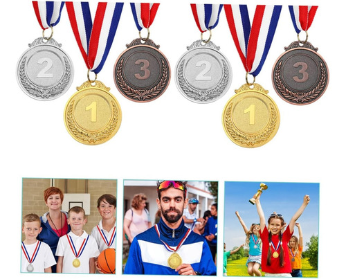 Aomux Set De 12 Medallas Metálicas De Oro Plata Y Bronce Con Lanyard Diseño Números Para Premios En Competencias Hechas De Aleación De Zinc Oro, Plata, Cobre