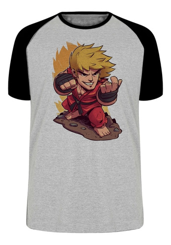 Camiseta Blusa Plus Size Mini Ken Street Fighter Jogo Game