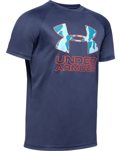 Playera Manga Corta Under Armour Niños Azul 1354000-497