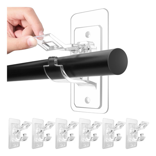 Paquete 6 Soportes Barra Cortina Autoadhesivos Multiusos Sin