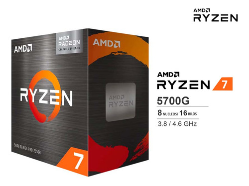Cpu Amd Ryzen 7 5700g, Ssd 1tb M.2, Ram 32gb Radeon Vega 8