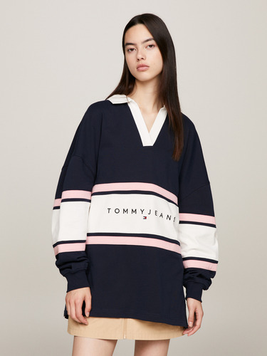 Polo De Rugby Color Block Azul Tommy Jeans