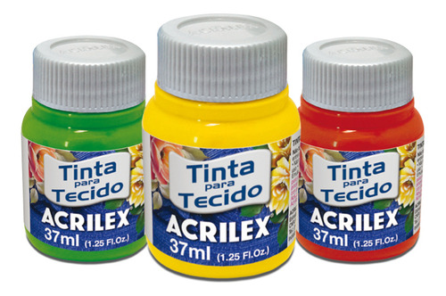 Pintura Para Tela Mate Acrilex 37ml Paleta 3 - Mosca