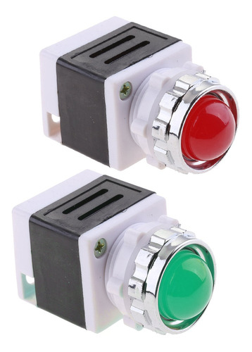 2 Pcs De Botónes De Metal De 220v Led Seguridad Señal De