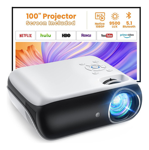 Proyector, Proyector Bluetooth Nativo De 1080p Con Pantalla