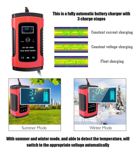 A Cargador De Batería Automático Completo Completo 12v 6a