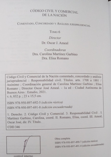 Código Civil Y Comercial Comentado Tomo 6  / Ameal