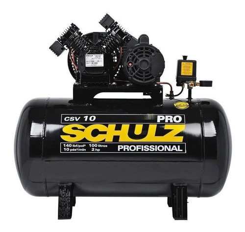 Compressor de ar elétrico Schulz Pro CSV 10/100 trifásica 93L 2hp 220V/380V 60Hz preto-brilho