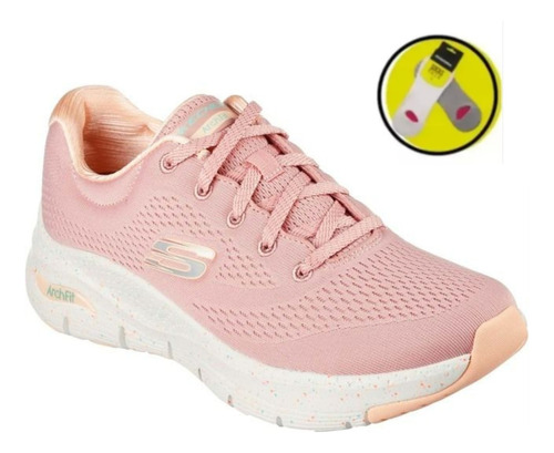 Zapatilla Skechers Dama Arch Fit - 149566 Rosa + Medias Cuo