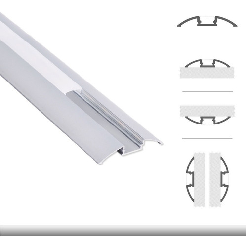 Perfil Aluminio Curvo Para Cinta Led 52x8mm Cover Opal Luz No Aplica