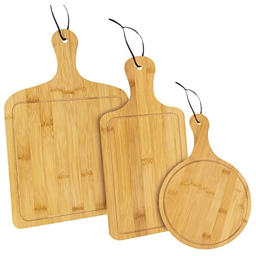 Wood Cutting Board Set 3pcs, Kitchen Bamboo Cutting Boa...